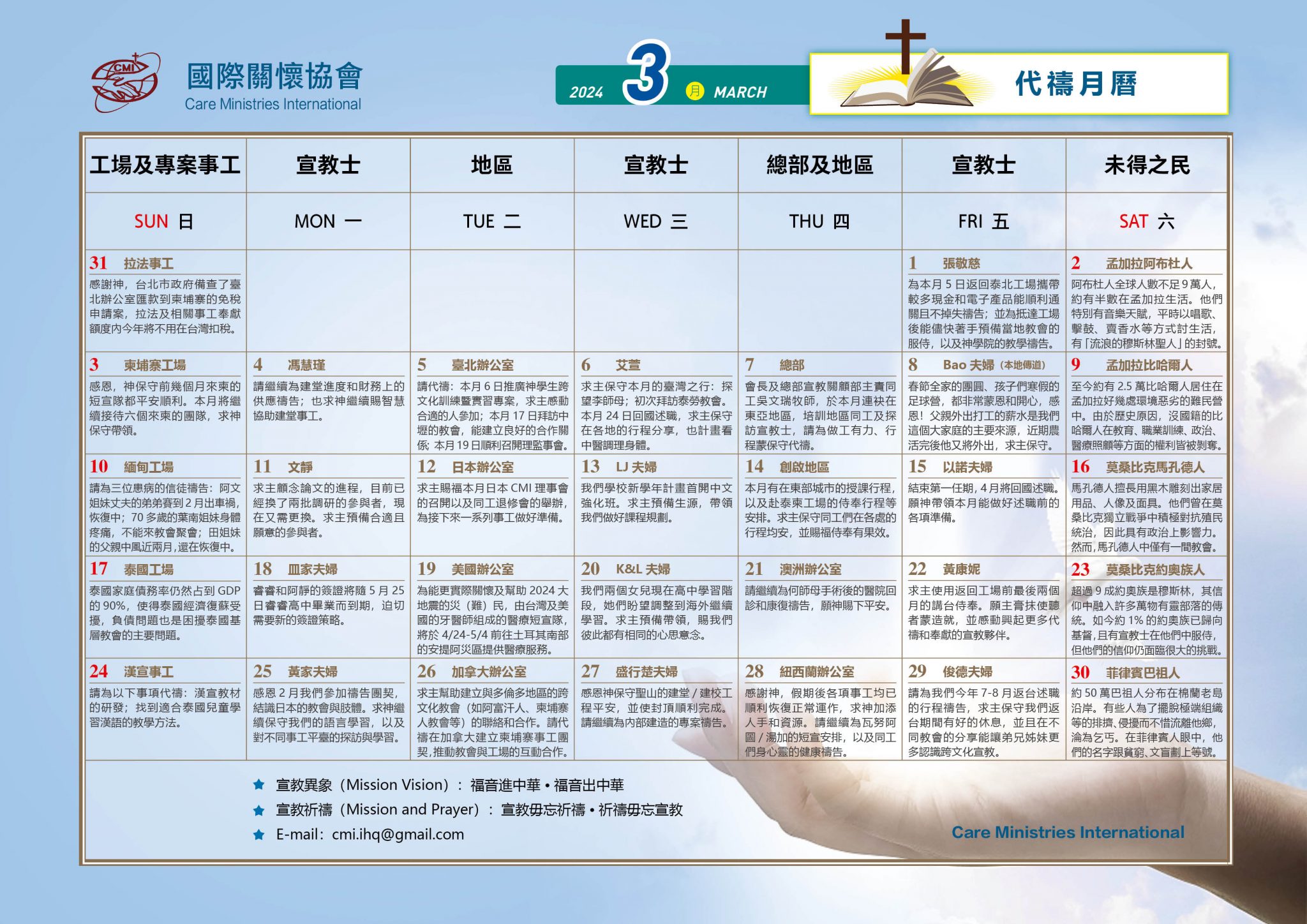 202403代禱事項 – Care Ministries International Japan
